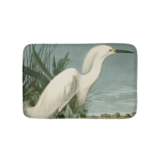 Audubon Snowy Heron White Egret Bird Vogelbeobacht Badematte (Vorderseite)