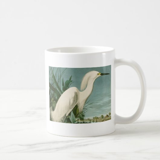 Audubon Snowy Heron White Egret Bird Vogelbeobacht Kaffeetasse (Rechts)