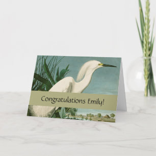 Audubon Snowy Heron White Egret Bird Vogelbeobacht Karte