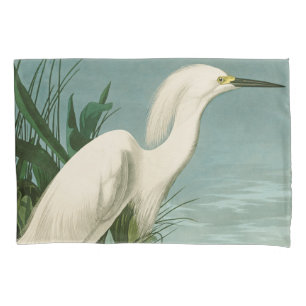 Audubon Snowy Heron White Egret Bird Vogelbeobacht Kissenbezug