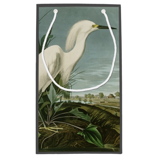 Audubon Snowy Heron White Egret Bird Vogelbeobacht Kleine Geschenktüte (Rückseite)