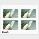 Audubon Snowy Heron White Egret Bird Vogelbeobacht Rechteckiger Aufkleber (Blatt)