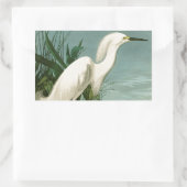 Audubon Snowy Heron White Egret Bird Vogelbeobacht Rechteckiger Aufkleber (Tasche)