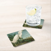 Audubon Snowy Heron White Egret Bird Vogelbeobacht Rechteckiger Pappuntersetzer (Vor Ort)