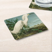 Audubon Snowy Heron White Egret Bird Vogelbeobacht Rechteckiger Pappuntersetzer (angewinkelt)