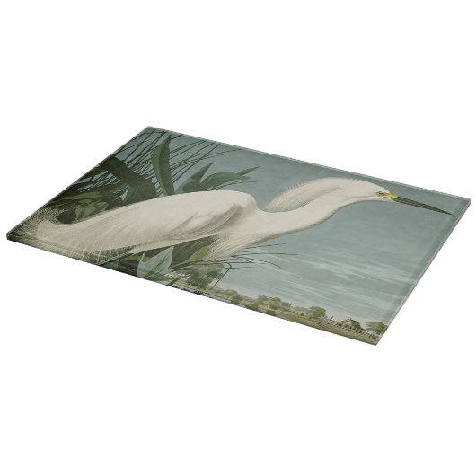 Audubon Snowy Heron White Egret Bird Vogelbeobacht Schneidebrett (Ecke)
