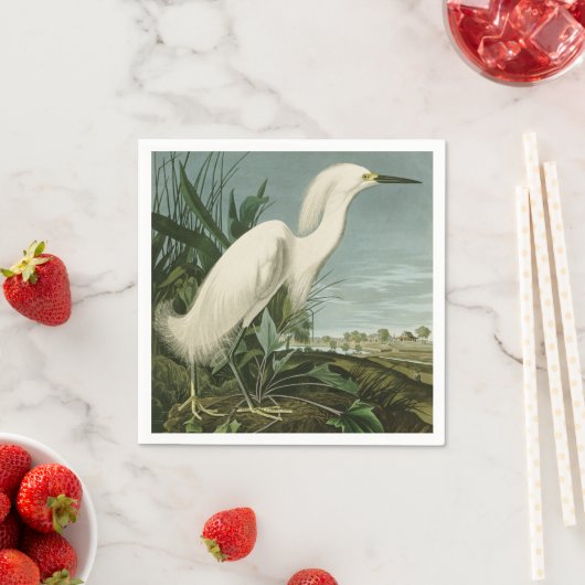 Audubon Snowy Heron White Egret Bird Vogelbeobacht Serviette (Beispiel)