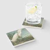 Audubon Snowy Heron White Egret Bird Vogelbeobacht Steinuntersetzer (Seitenansicht)