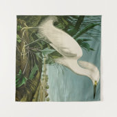 Audubon Snowy Heron White Egret Bird Vogelbeobacht Wandteppich (Vorderseite (Horizontal))