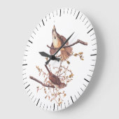 Audubon Song Sparrow mit Tiny Spider Große Wanduhr (Winkel)