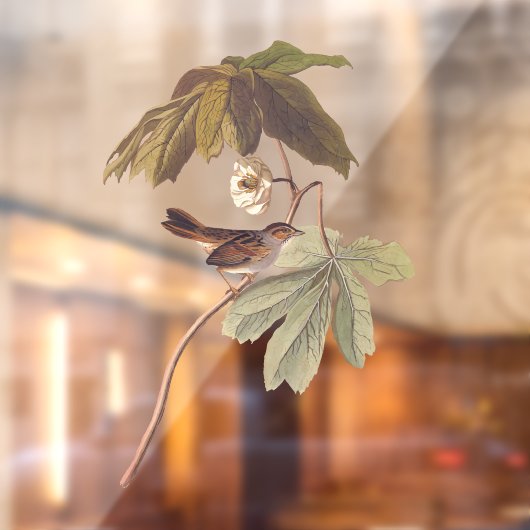 Audubon Swamp Sparrow Bird on Wild Mandrake Fensteraufkleber (Blatt 2)