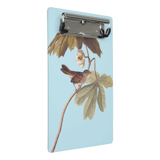 Audubon Swamp Sparrow Bird on Wild Mandrake Mini Klemmbrett (Schrägansicht)