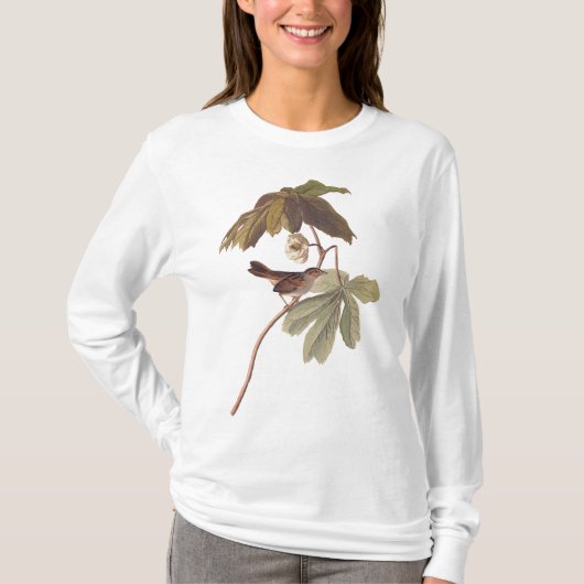 Audubon Swamp Sparrow Bird on Wild Mandrake T-Shirt (Vorderseite)