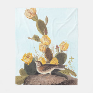 Audubon Vesper Sparrow und Prickly Pear Cactus Fleecedecke