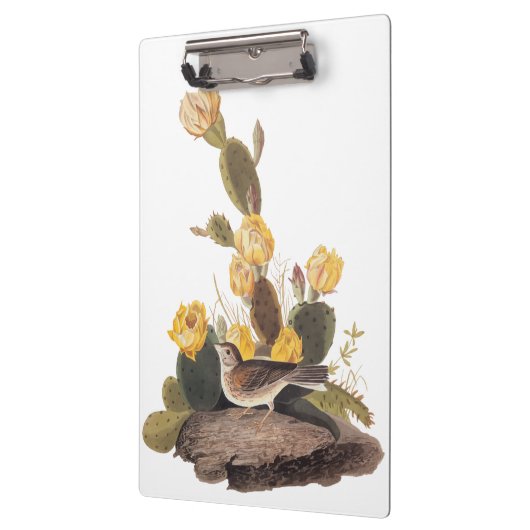 Audubon Vesper Sparrow und Prickly Pear Cactus Klemmbrett (Links)