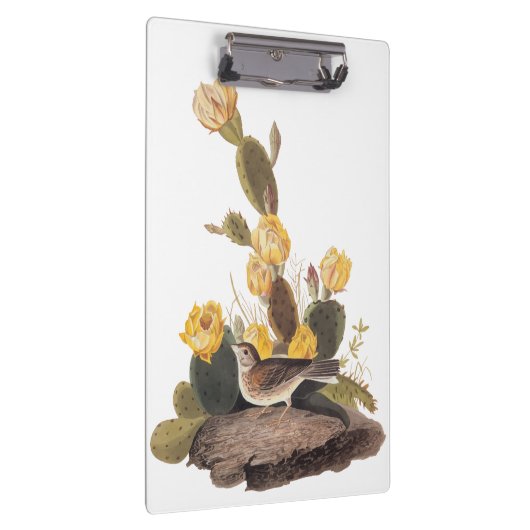 Audubon Vesper Sparrow und Prickly Pear Cactus Klemmbrett (Rechts)