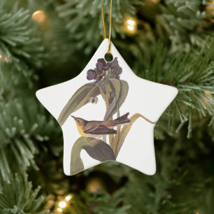 Audubon Vigor's Vireo mit Lila Blume Keramikornament