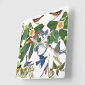 Audubon Vogel-Blumen-Tier-Wand-Uhr Quadratische Wanduhr (Winkel)