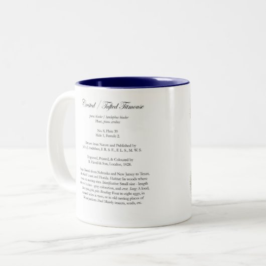 Audubon Vogel-Tasse, büscheliger Titmouse, 15 Unze Zweifarbige Tasse (Vorderseite Links)