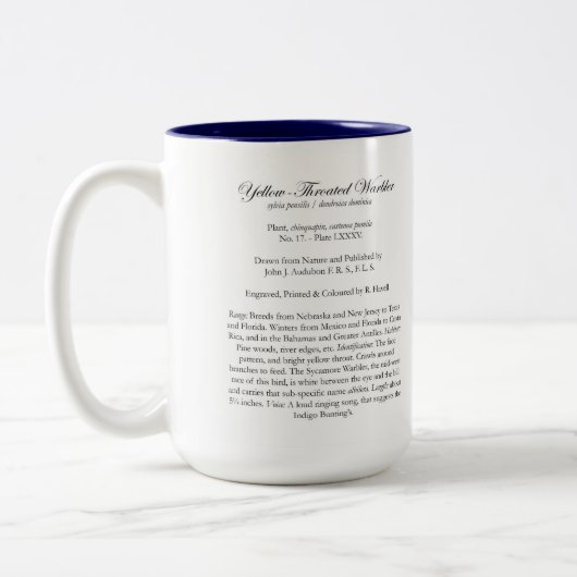 Audubon Vogel-Tasse, Gelb-Throated Trällerer, 15 Zweifarbige Tasse (Links)
