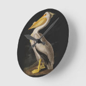 Audubon White Pelican Bird America Runde Wanduhr (Winkel)
