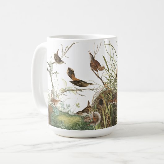 Audubon Zaunkönig-Vogel-Tier-Tier-Nest-Tasse Kaffeetasse (Vorderseite Links)