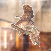 Audubon's Barred Owl and Eichhörnchen Odd Friends Fensteraufkleber (Blatt 2)