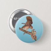 Audubon's Barred Owl and Happy Squirrel Friends Button (Vorne & Hinten)
