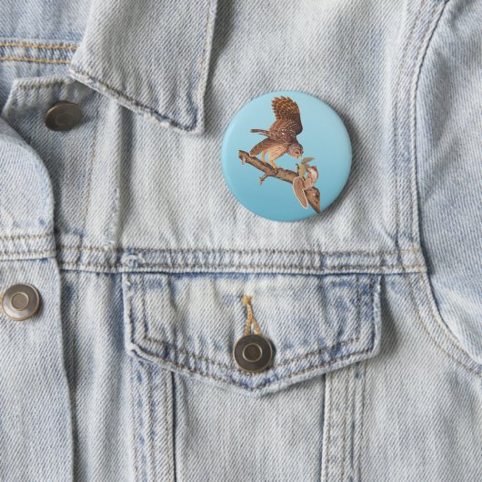 Audubon's Barred Owl and Happy Squirrel Friends Button (Beispiel)