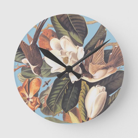 Audubon's Black Billed Cuckoo Runde Wanduhr (Vorderseite)