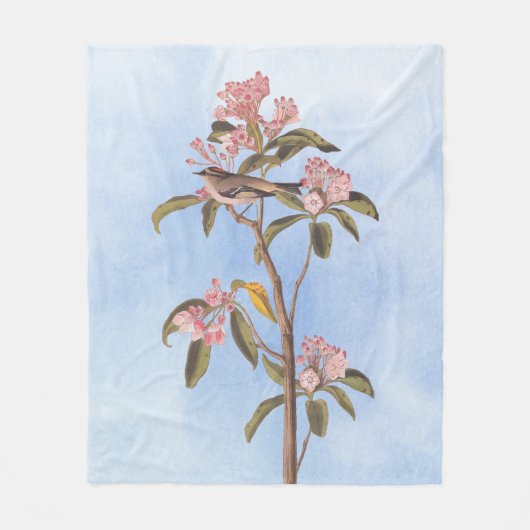 Audubon's Cuvier's Kinglet Bird auf Pink Calico Fleecedecke (Vorderseite)