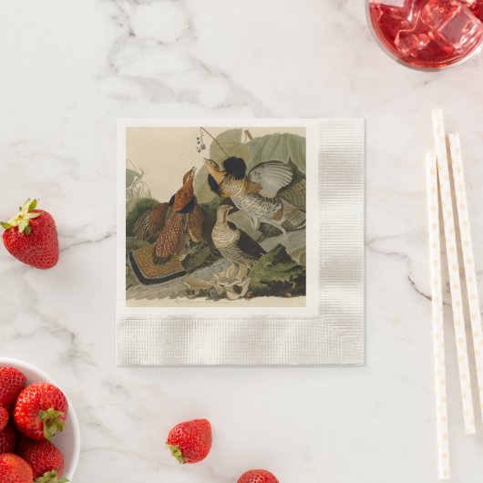 Audubons Gemälde eines Trios aus Ruffed Grouse Serviette (Beispiel)