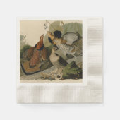Audubons Gemälde eines Trios aus Ruffed Grouse Serviette (Vorderseite)