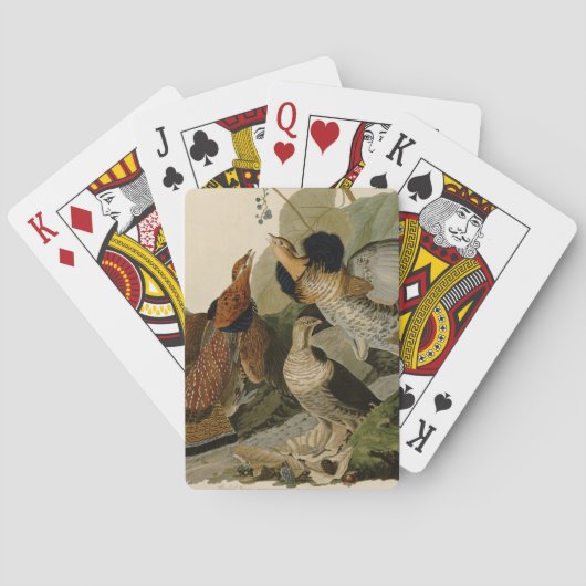 Audubons Gemälde eines Trios aus Ruffed Grouse Spielkarten (Rückseite)