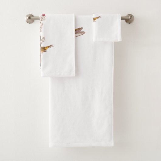 Audubons Hooded Warbler Bird auf der Roten Blume Badhandtuch Set (Insitu)