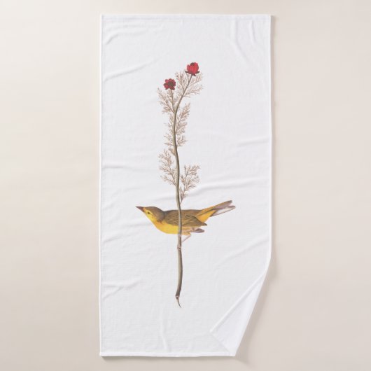 Audubons Hooded Warbler Bird auf der Roten Blume Badhandtuch Set (Badehandtuch)