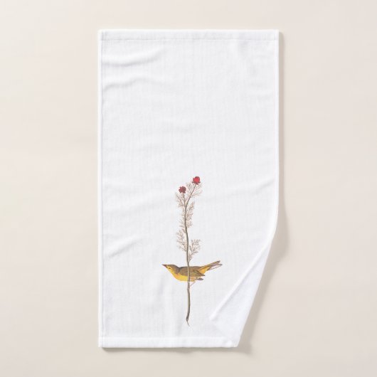 Audubons Hooded Warbler Bird auf der Roten Blume Badhandtuch Set (Handtuch)