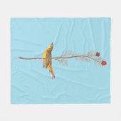 Audubons Hooded Warbler Bird auf der Roten Blume Fleecedecke (Vorderseite (Horizontal))