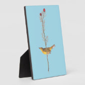 Audubons Hooded Warbler Bird auf der Roten Blume Fotoplatte (Seite)