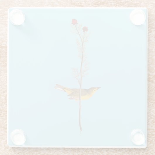 Audubons Hooded Warbler Bird auf der Roten Blume Glasuntersetzer (Rückseite)