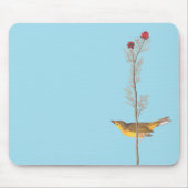 Audubons Hooded Warbler Bird auf der Roten Blume Mousepad (Vorne)