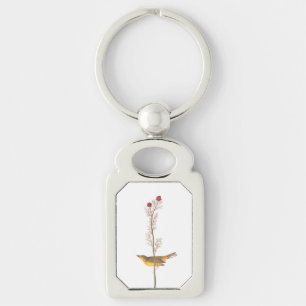 Audubons Hooded Warbler Bird auf der Roten Blume Schlüsselanhänger
