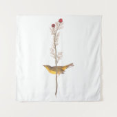 Audubons Hooded Warbler Bird auf der Roten Blume Wandteppich (Vorderseite)