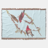 Audubons Lila Finch Drei Rote Vögel im Winter Decke (Vorderseite)
