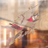 Audubons Lila Finch Drei Rote Vögel im Winter Fensteraufkleber (Blatt 2)