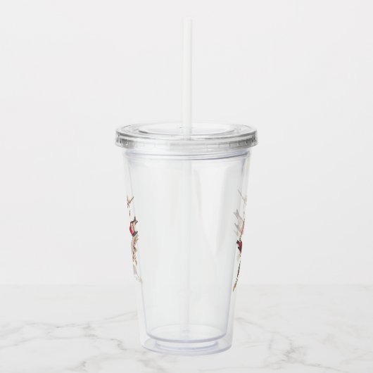 Audubons Lila Finch-Rote Vögel auf Conifer Tree Acryltrinkbecher (Rechts)