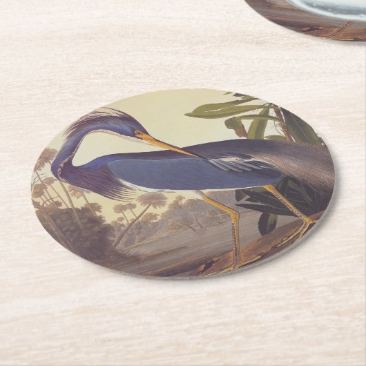 Audubon's Louisiana Heron oder Trikolore Heron Runder Pappuntersetzer (Angewinkelt)