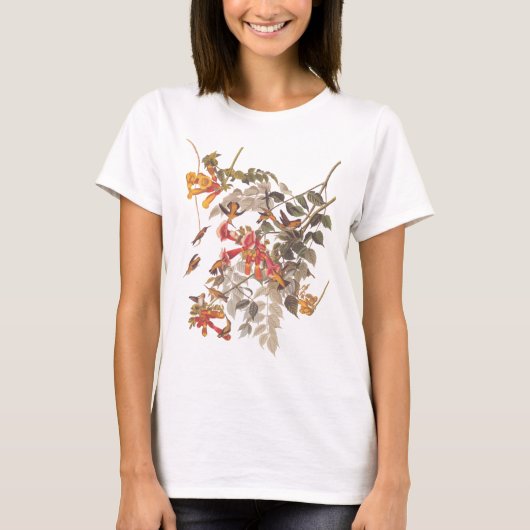 Audubon's Ruby Throated Hummingbird und Blume T-Shirt (Vorderseite)