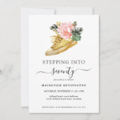 Auf 70 blumigen Gold Shoe zum Geburtstag Einladung (Vorderseite)