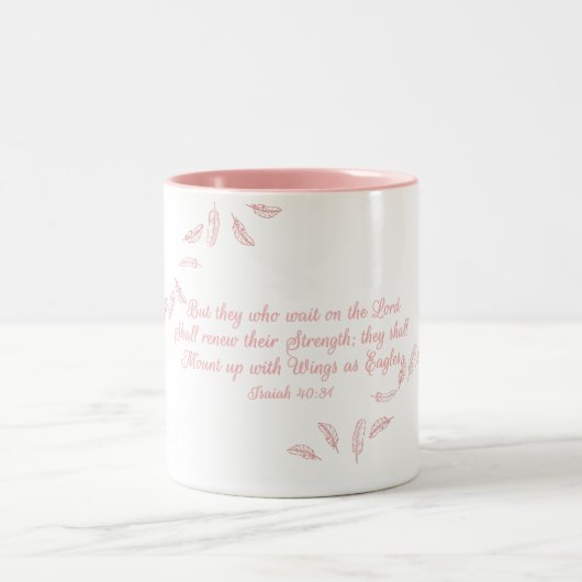 Auf Adler Flügel Christliche Schrift Kaffeepauschu Zweifarbige Tasse (Mittel)